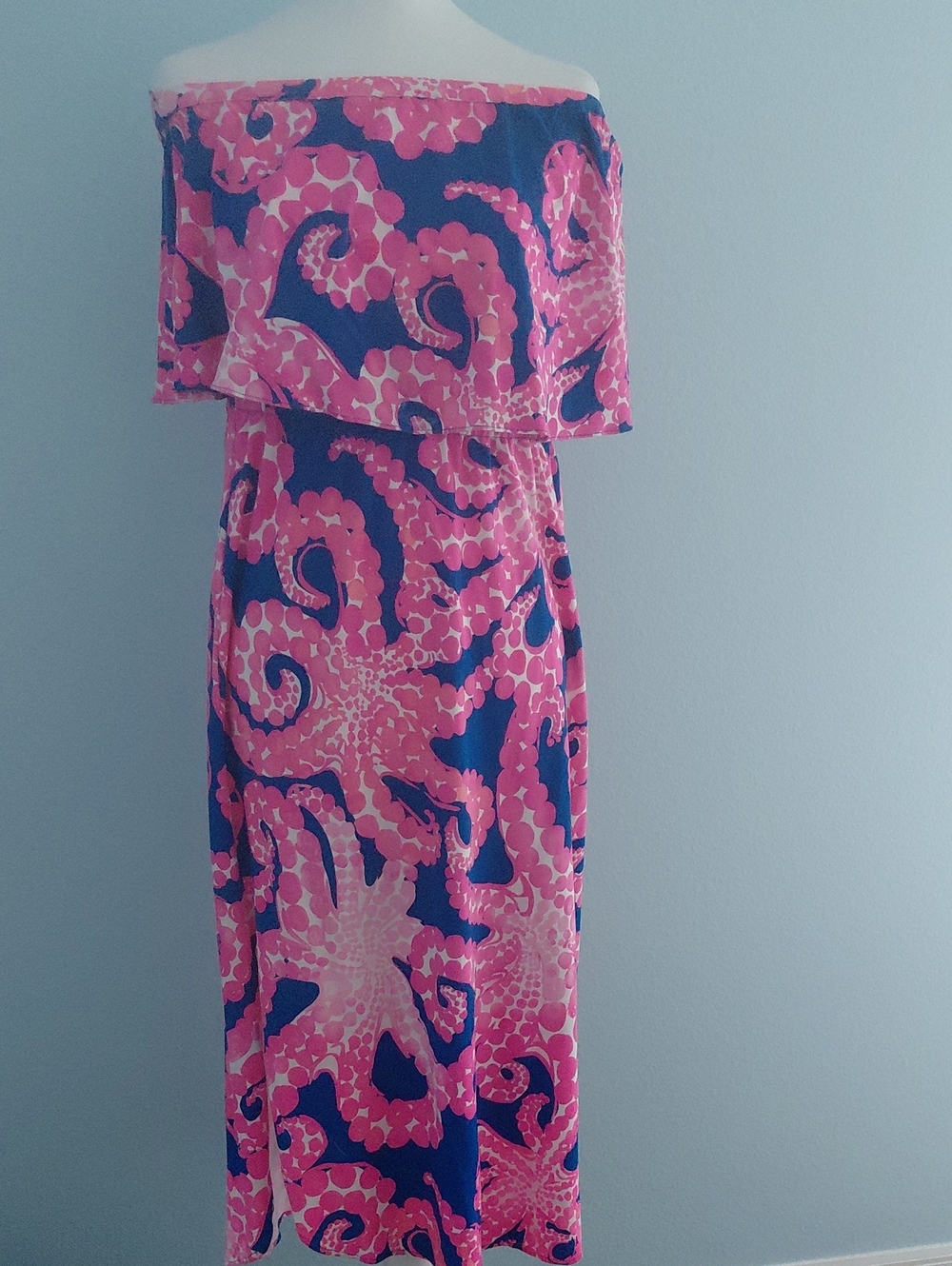 Lilly Pulitzer Pink and Navy Strapless  Dress